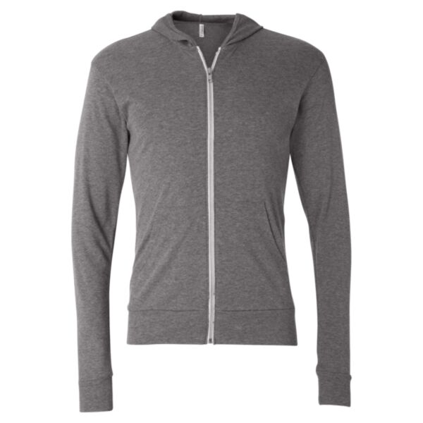 Unisex Triblend Lightweight Hooded Full-Zip Tee Thumbnail